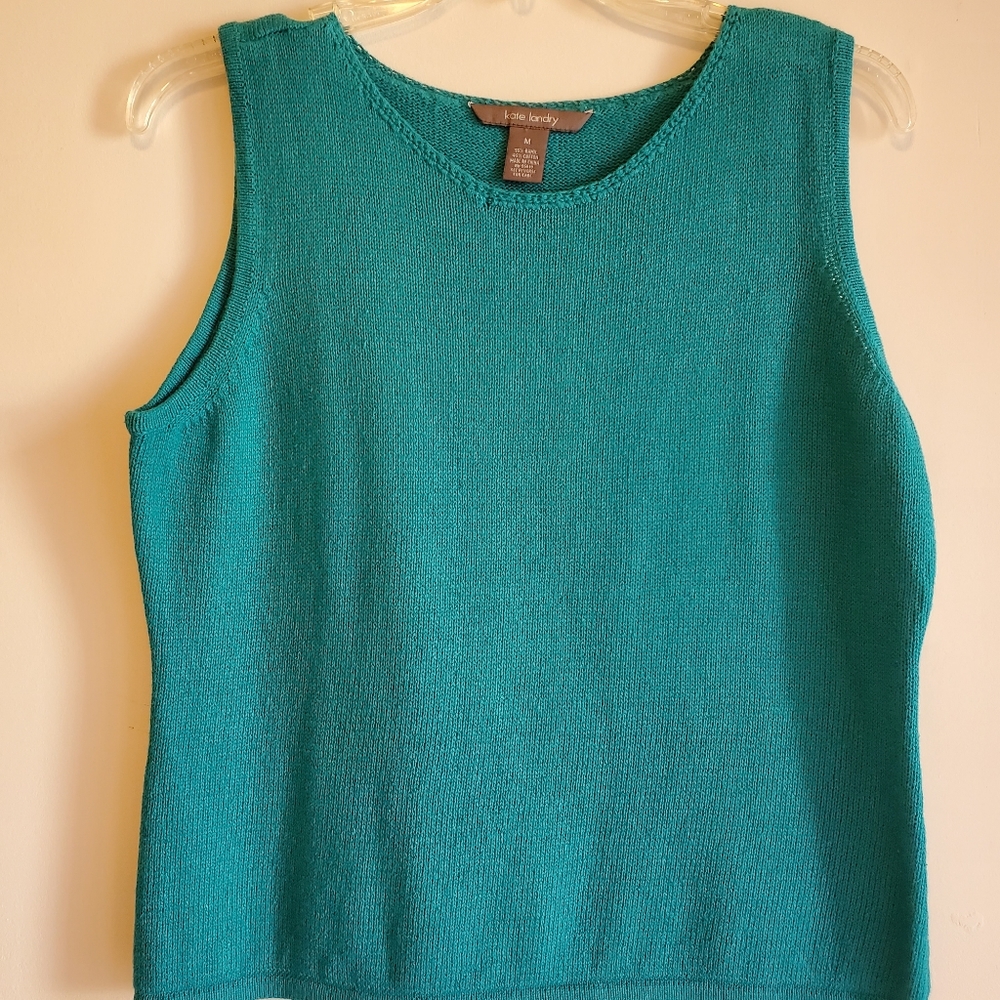 Kate Landry Sleeveless Top. TEAL GREEN SIZE M.